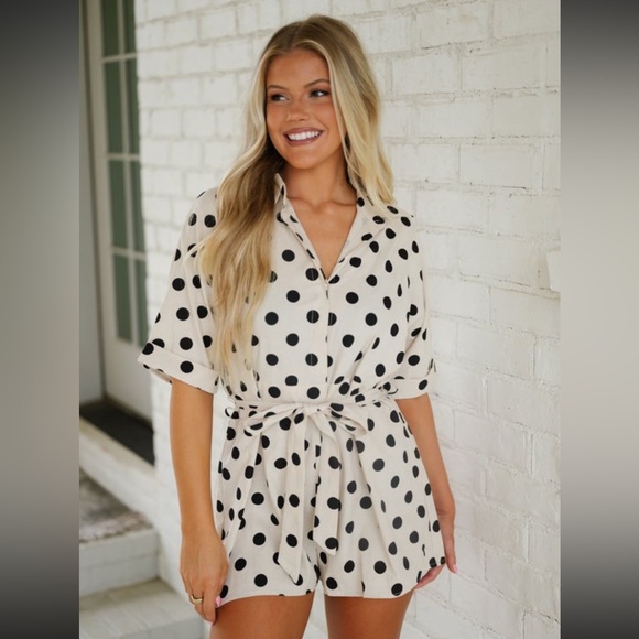 these three boutique Pants - These three boutique polka dot romper